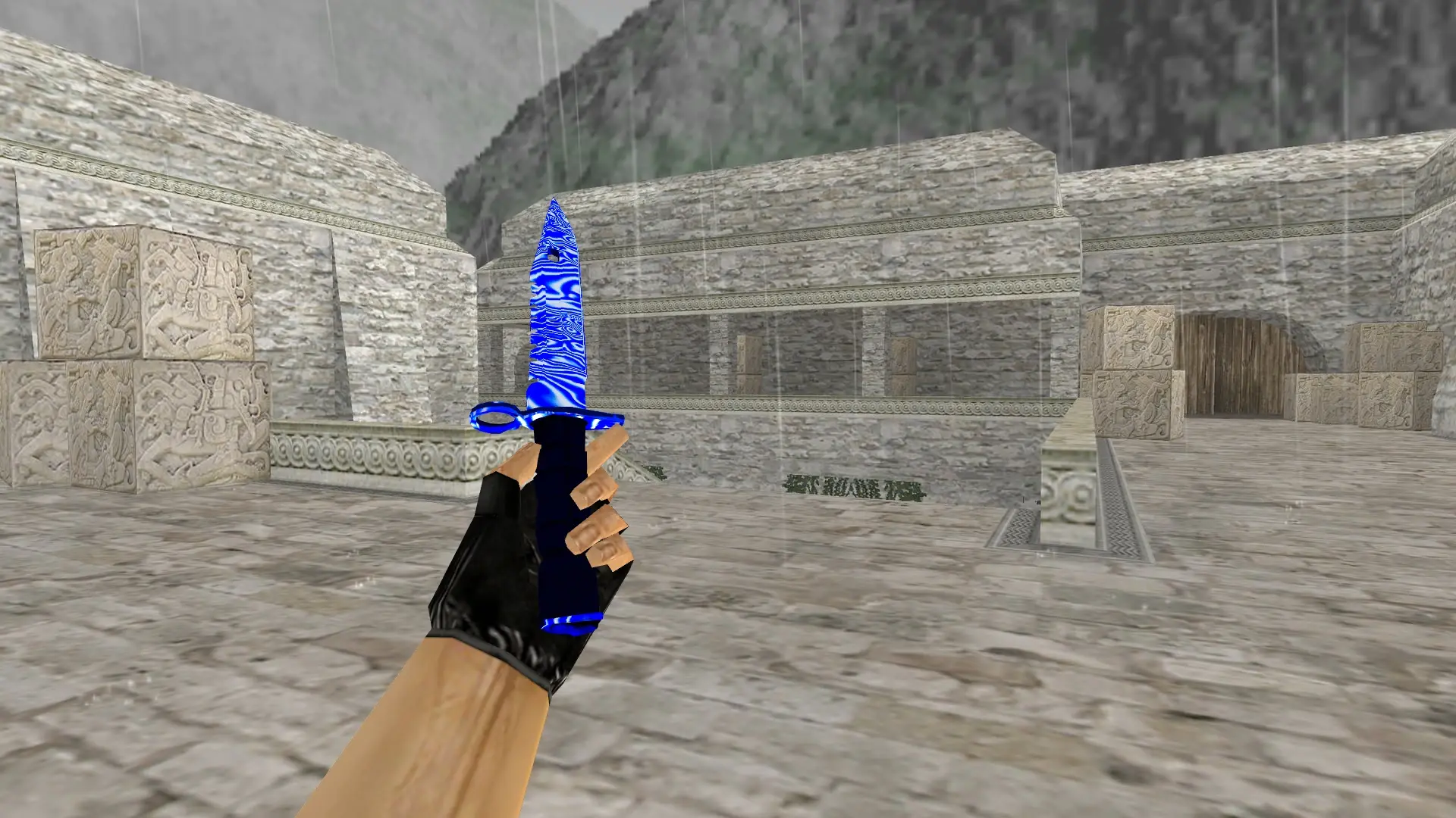 M9 Bayonet | Damascus Steel Blue — de_aztec (first person)