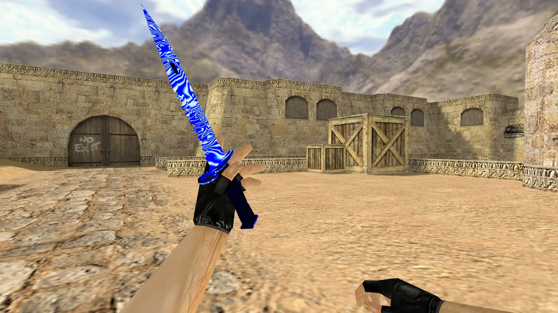 M9 Bayonet | Damascus Steel Blue — de_dust2 (first person)