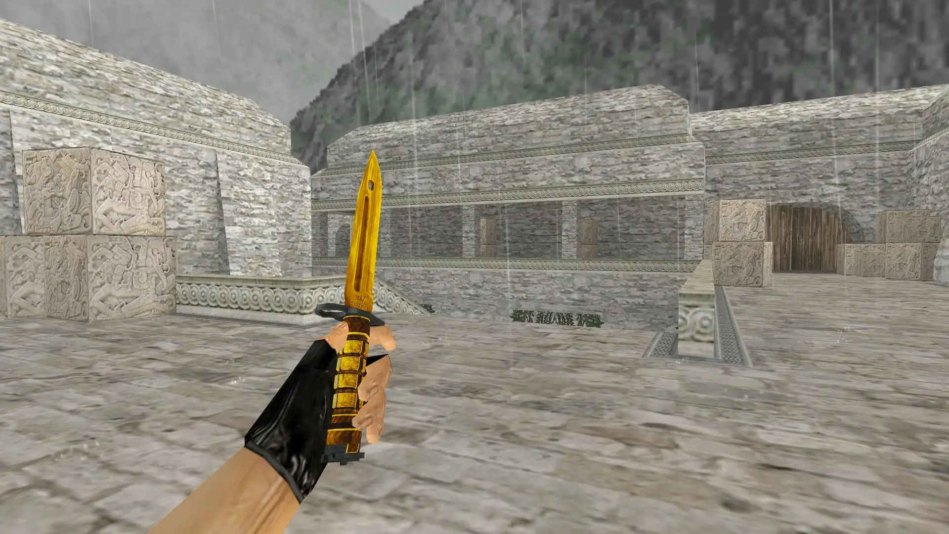 Bayonet | Fine Gold — de_aztec (first person)