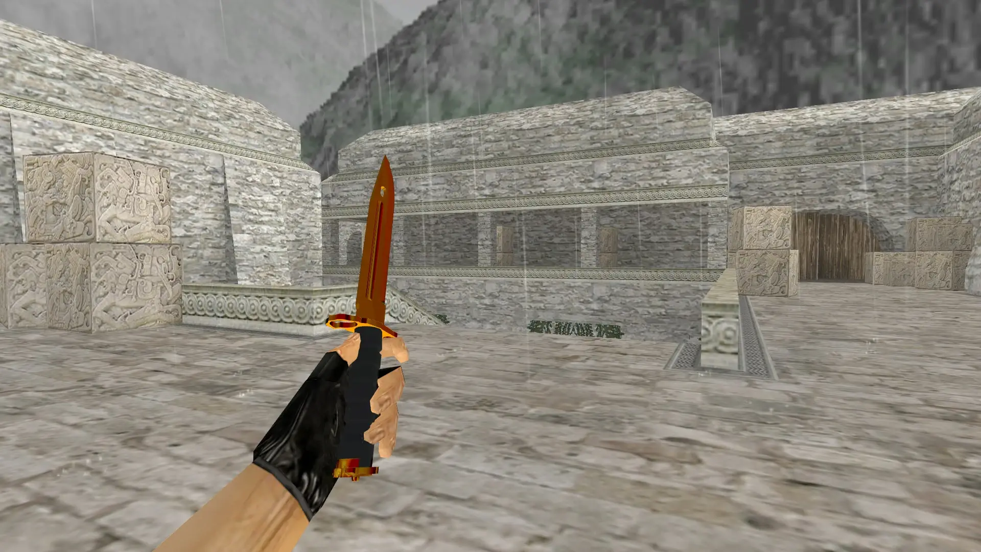 Bayonet | Gold Chrome — de_aztec (first person)