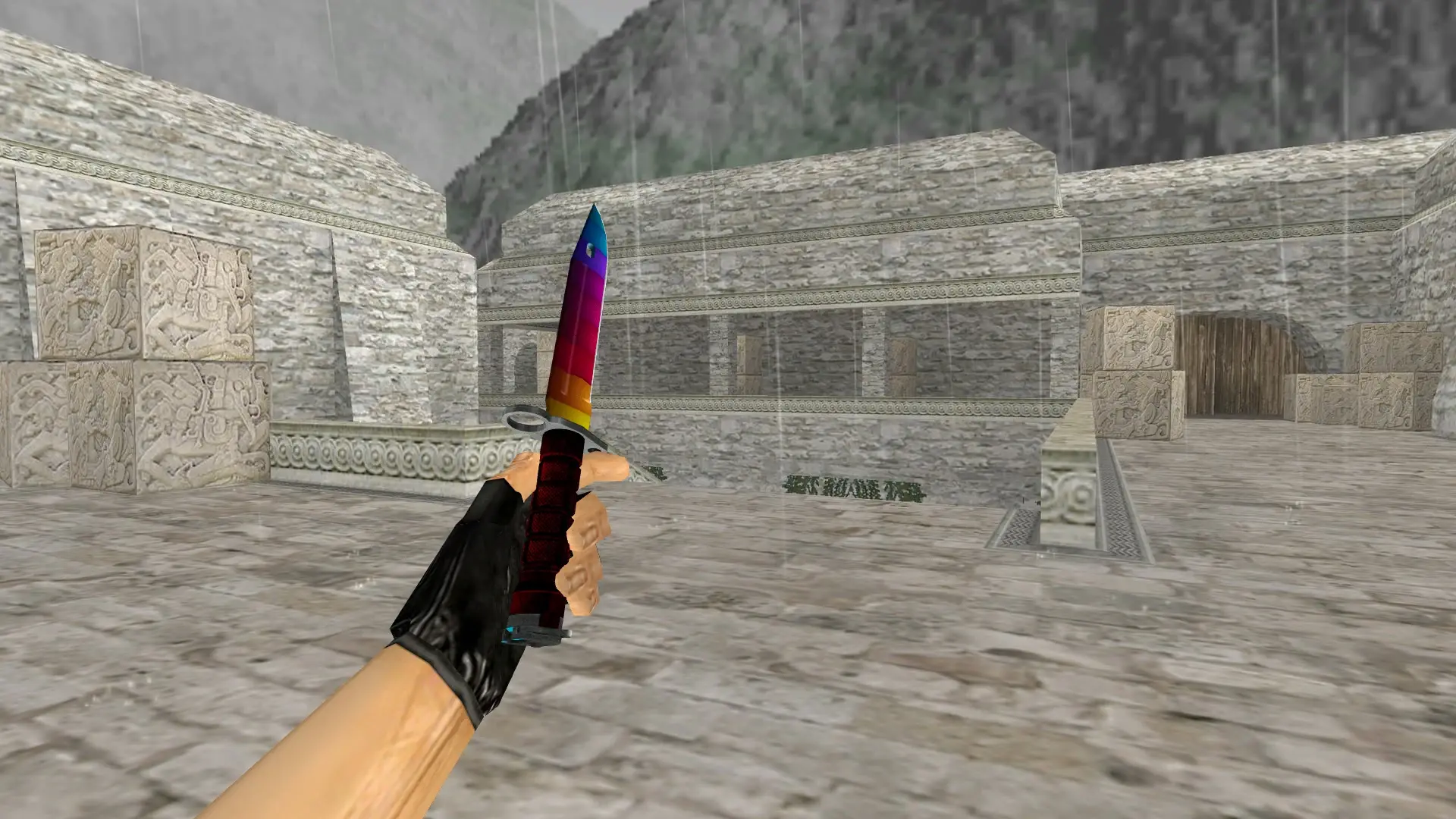Bayonet | Rainbow — de_aztec (first person)