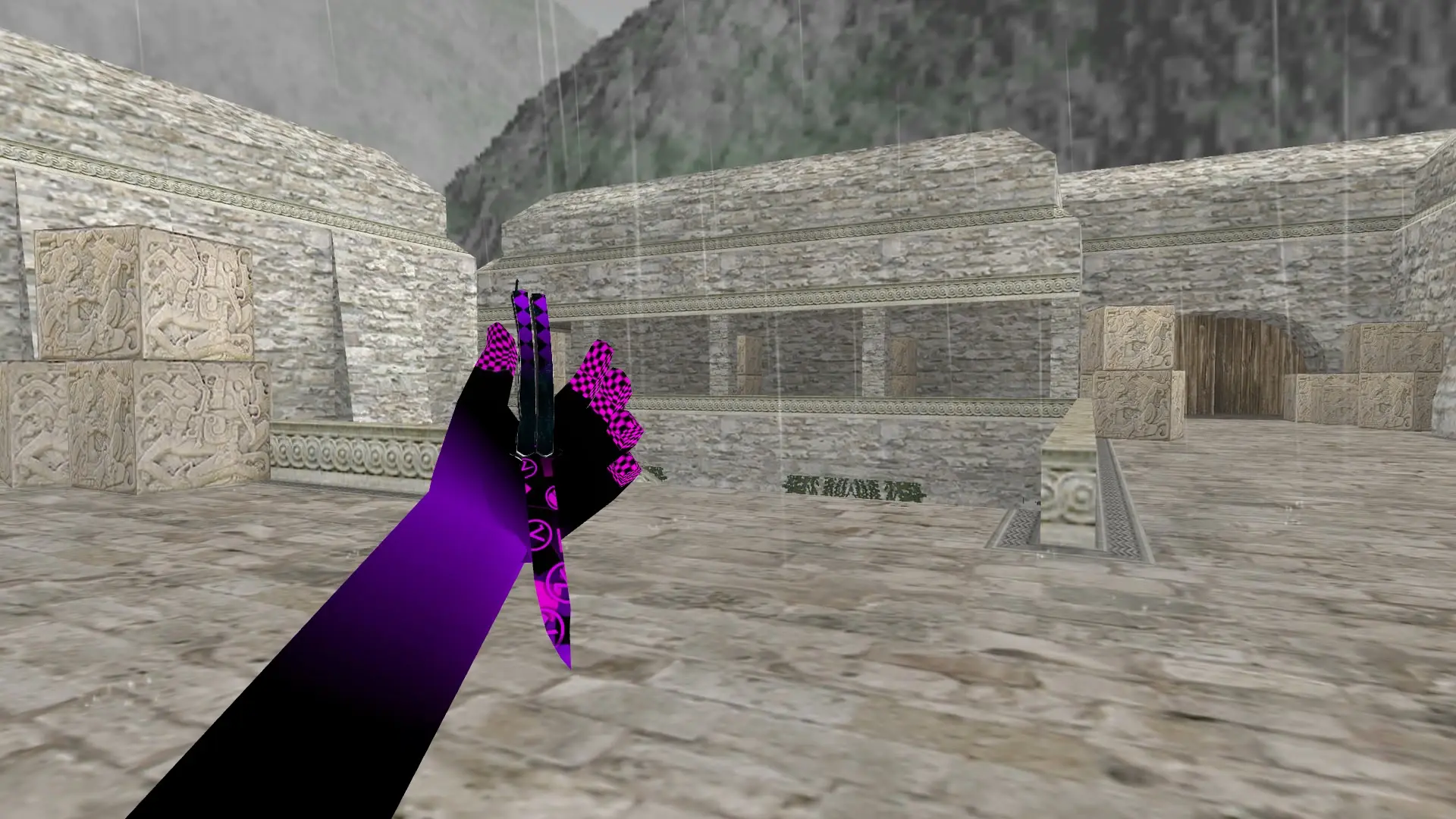 Butterfly Knife | Purple Error — de_aztec (first person)